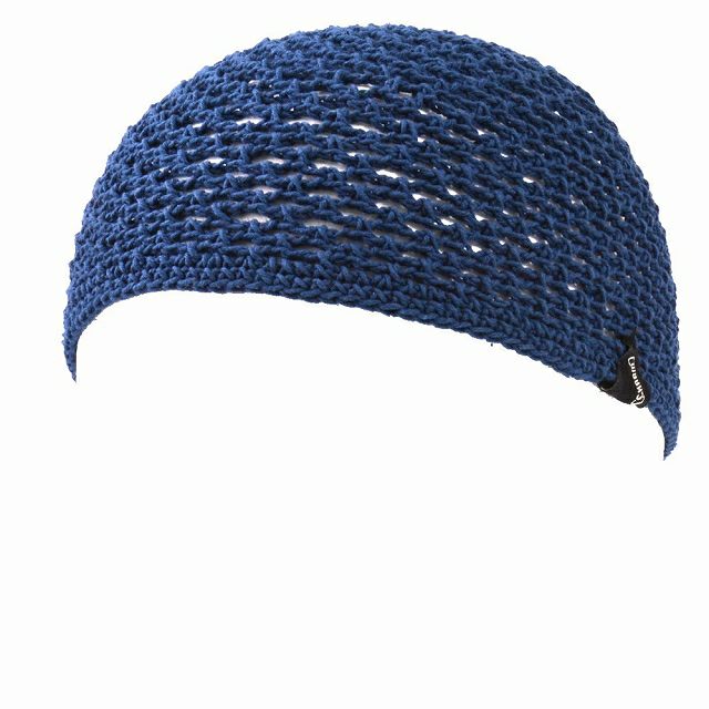 ブルーのメッシュ コットン 手編み イスラムキャップ