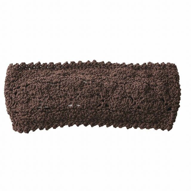 ダークブラウンのキッズ ニット ハンドメイド ターバン ヘアバンド 