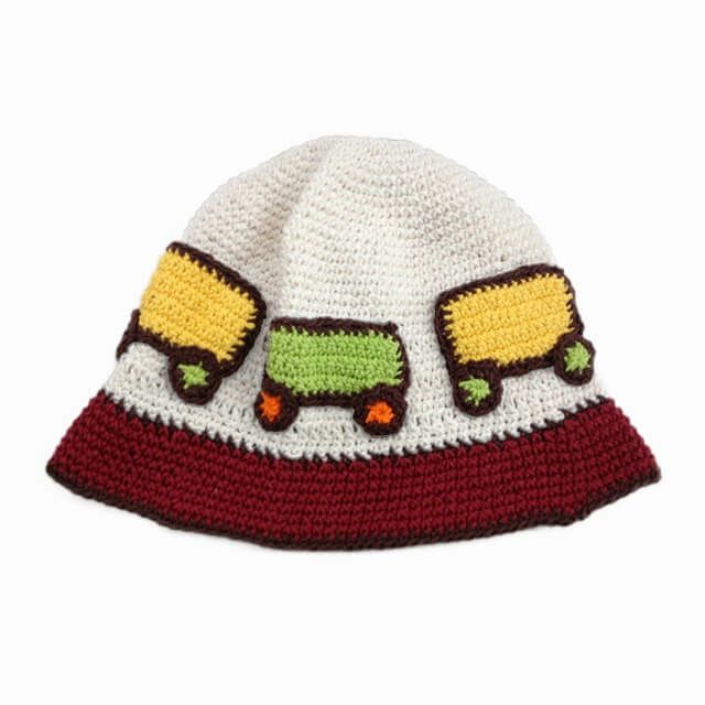 アイボリー×エンジのベビー：Percy ハンドメイドコットンハット