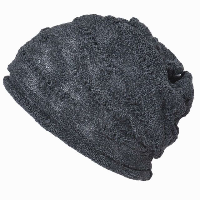 ダークグレーのTUYU コットン メッシュ ルーズワッチ | ユニセックス サマーニット帽