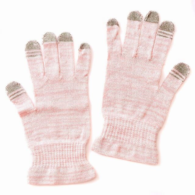 シルク スマホ ショート 手袋 ピンク