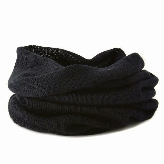 ブラックの極暖 シルク ウール ふんわり ネックウォーマー | ユニセックス 秋冬 日本製