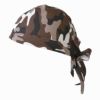 ブラウンのベーシック バンダナ キャップ 【CAMO】| メンズ レディース 春夏 綿 コットン 北欧 迷彩 医療用帽子 就寝用 三角巾