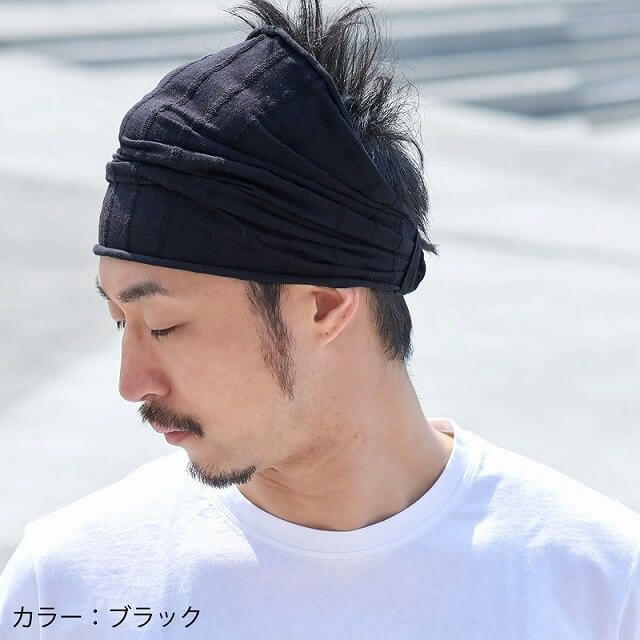 Miya ミヤ コットン バンダナ ターバン ヘアバンド メンズ レディース 春夏 綿 洗顔 スポーツ ヘッドバンド 三角巾 ゆるい帽子 小物casual Box