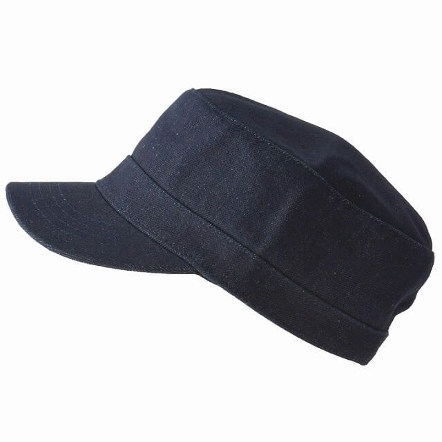 インディゴのコットン シンプル ワークキャップ
