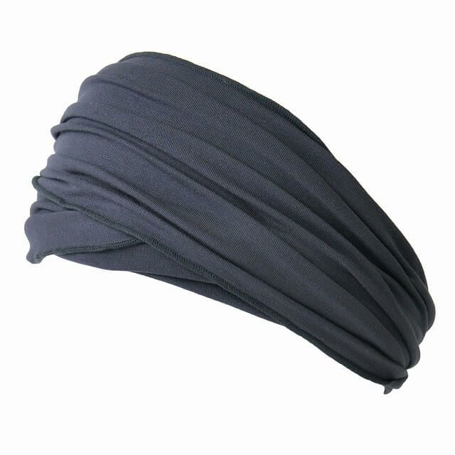 ダークグレーのRAYON ビスコース アレンジ ターバン ヘアバンド 無地