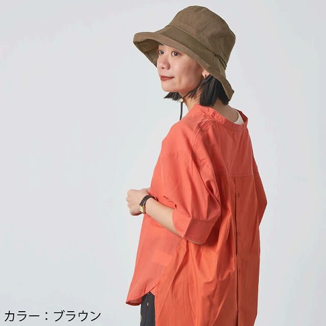 UVカット シャンブレー つば広ハット