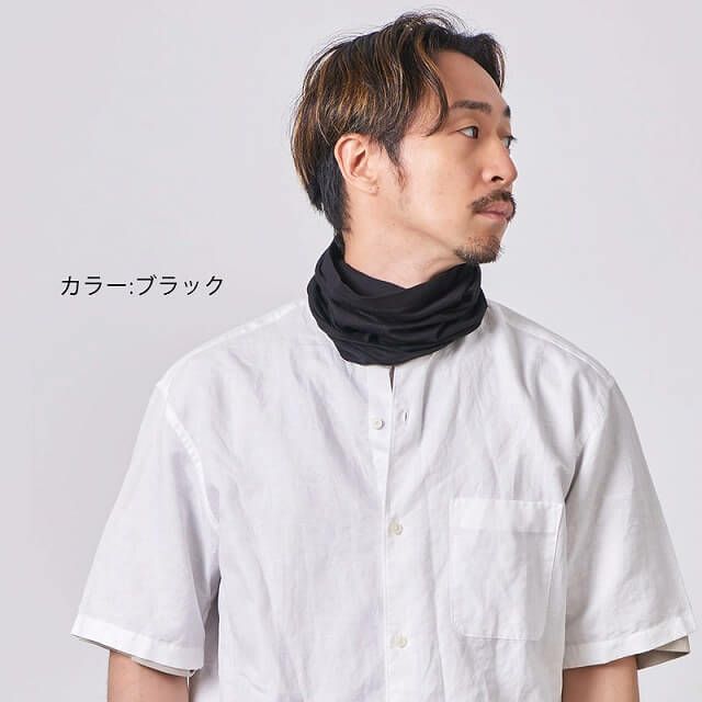 ロングタイプクリンクル加工綿100%ブラックシングル手作りネック  