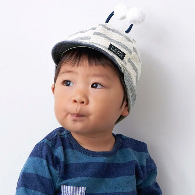 ベビー ： しょっかく ボーダー キャップ