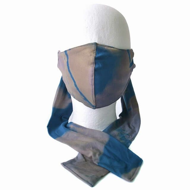 ブルーのマーブル マスク スカーフ ターバン ヘアバンド