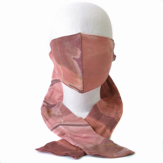 オレンジのマーブル マスク スカーフ ターバン ヘアバンド
