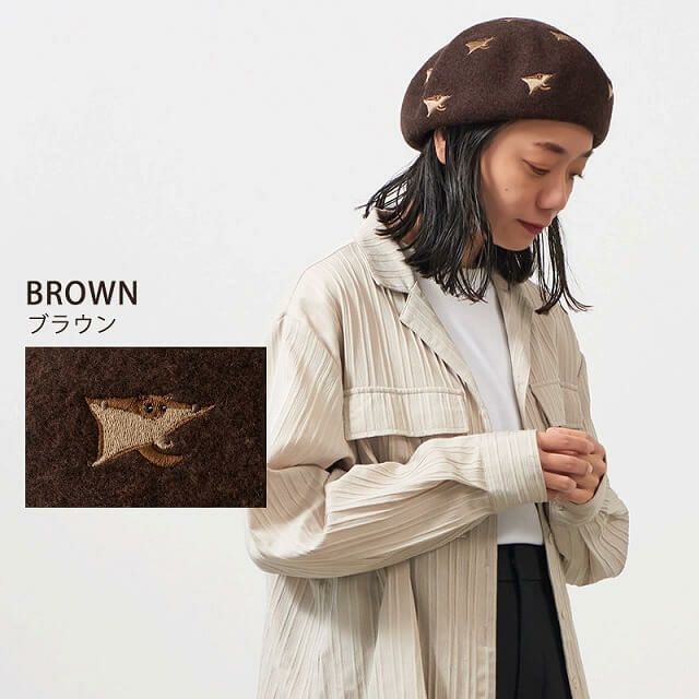 リカモ アニマル 刺繍 バスクベレー帽【JOY】