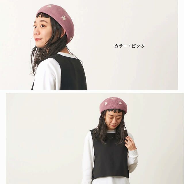 LOW アニマル 刺繍 サーモ ベレー帽