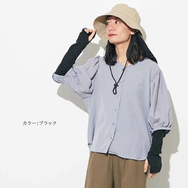 滑り止め付き コットン UVカット アームカバー（指穴タイプ）