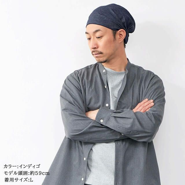 日本製 CHARM デニム 8oz コットン バンダナ ヘアバンド