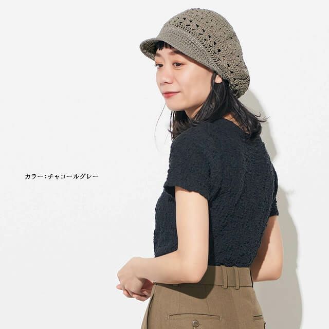 CHARM レースデザイン 手編み コットン キャスケット