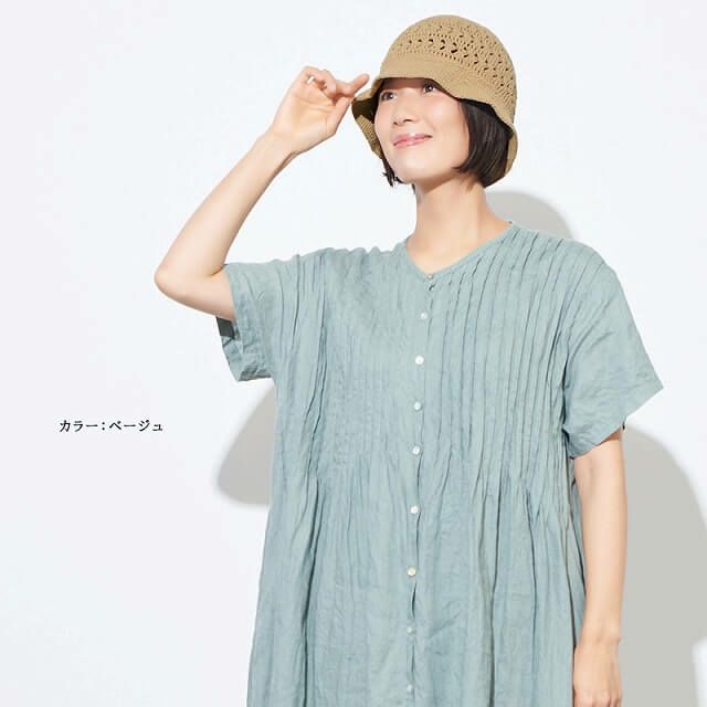 CHARM レース デザイン 手編み コットン バケットハット