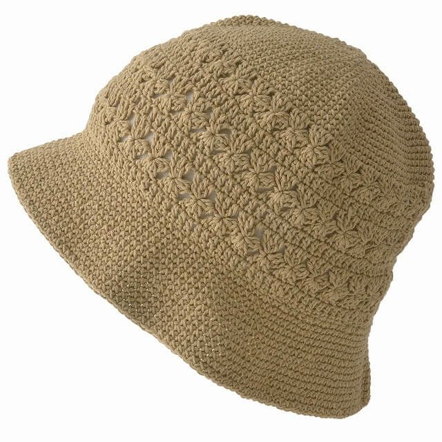 CHARM レース デザイン 手編み コットン バケットハット