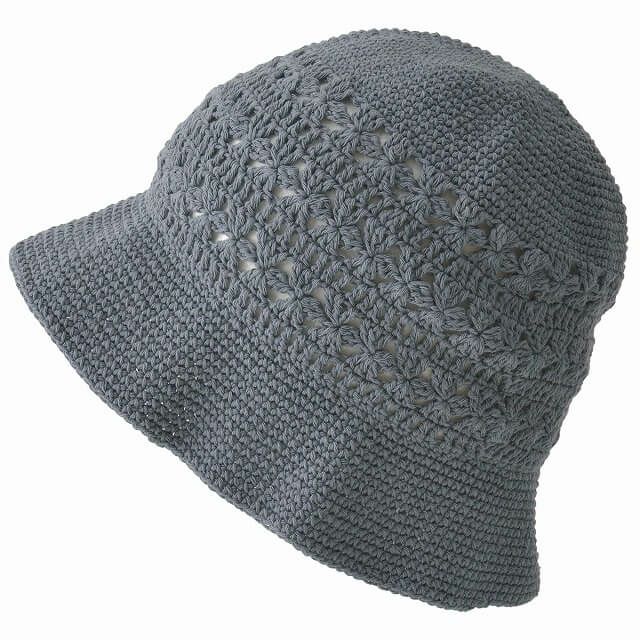 CHARM レース デザイン 手編み コットン バケットハット
