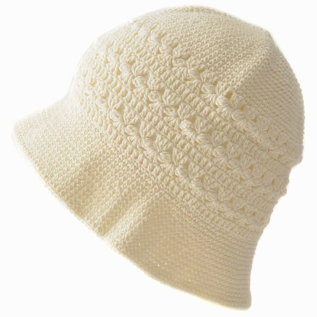 CHARM レース デザイン 手編み コットン バケットハット