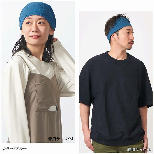 日本製 CHARM ソリッドサッカー コットン バンダナ ヘアバンド