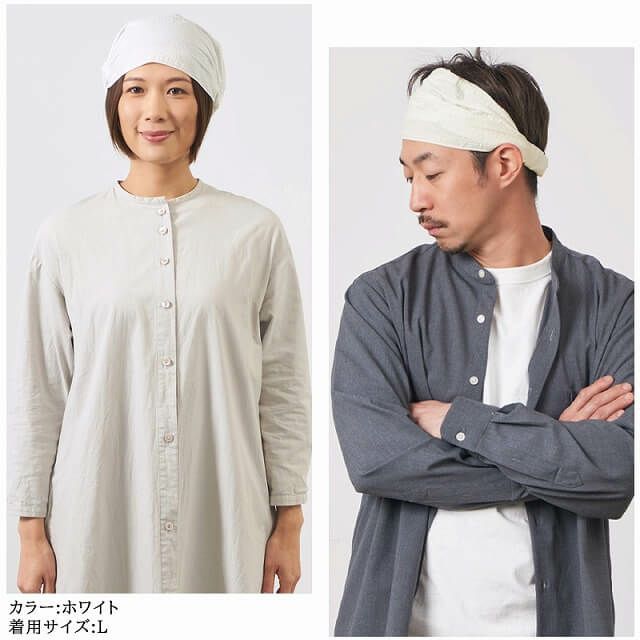 日本製 CHARM ソリッドサッカー コットン バンダナ ヘアバンド