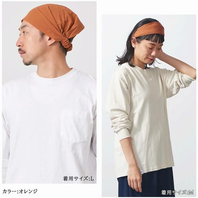 日本製 CHARM ソリッドサッカー コットン バンダナ ヘアバンド