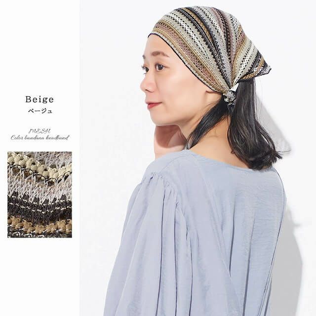 MESH カラー バンダナ ヘアバンド