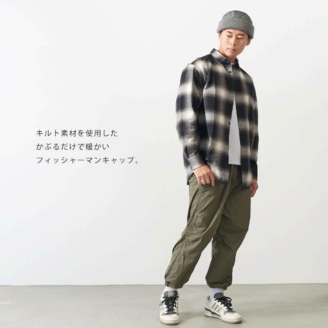 WAVE キルト＆ニット フィッシャーマンキャップ